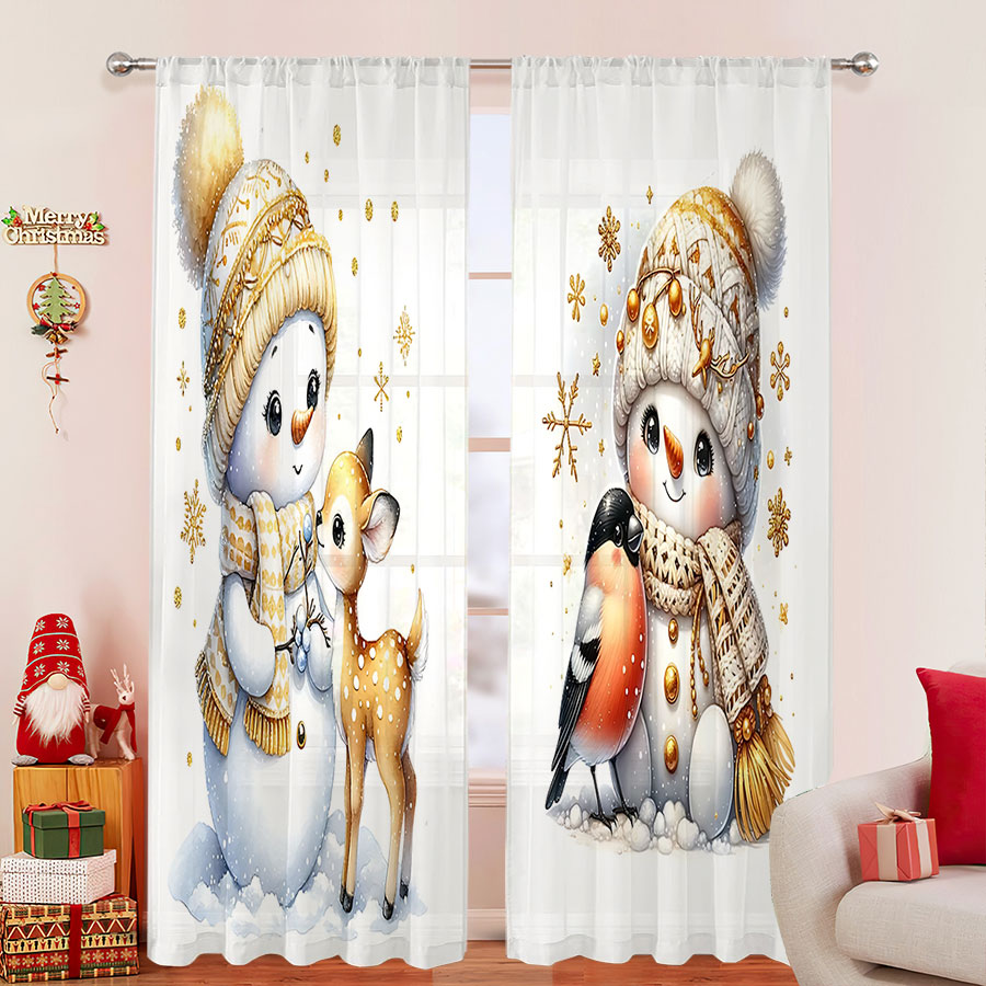 Curtain Sheer Voile - Lot de 2 rideaux transparents à