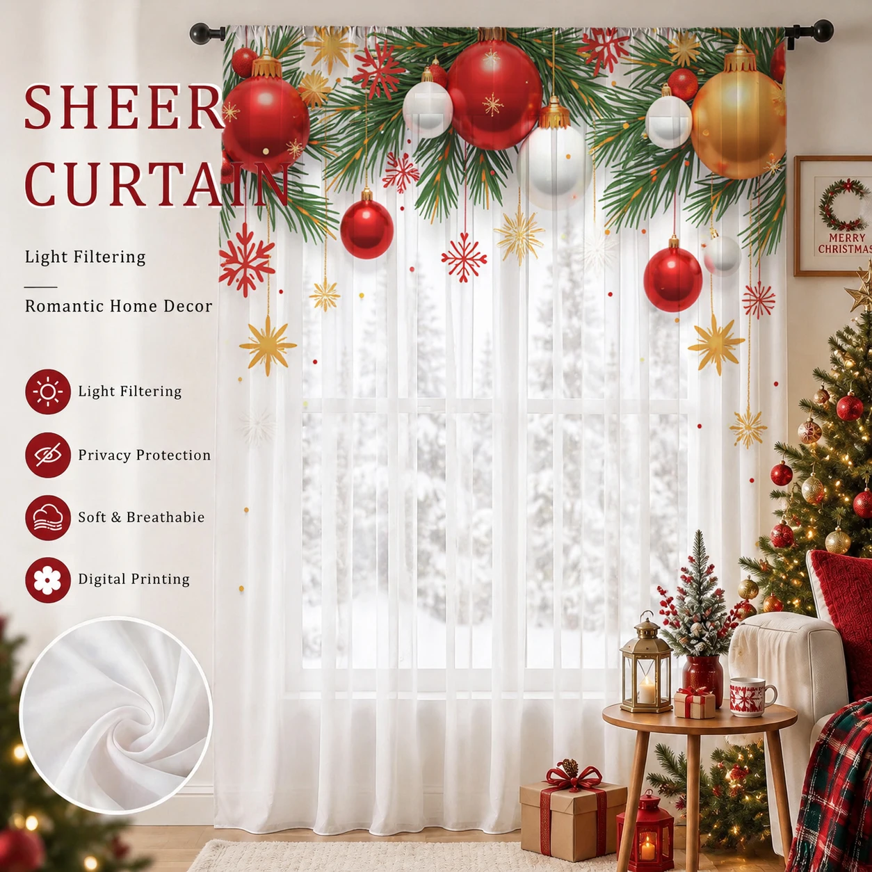 Curtain Sheer Voile - Voilage dégradé pour la fête de