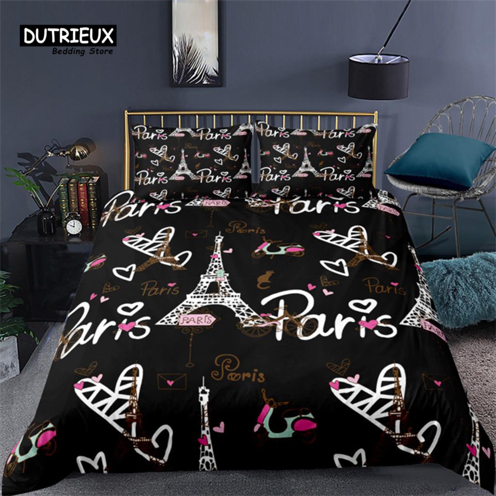 Home Textiles Paris - Ensemble de housse de couette imprimée