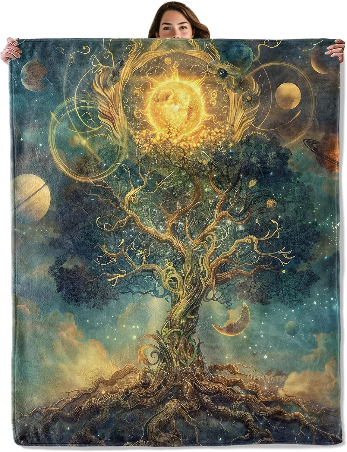 Galaxy Home Textiles - Couverture d'arbre cosmique, galaxie, design céleste,
