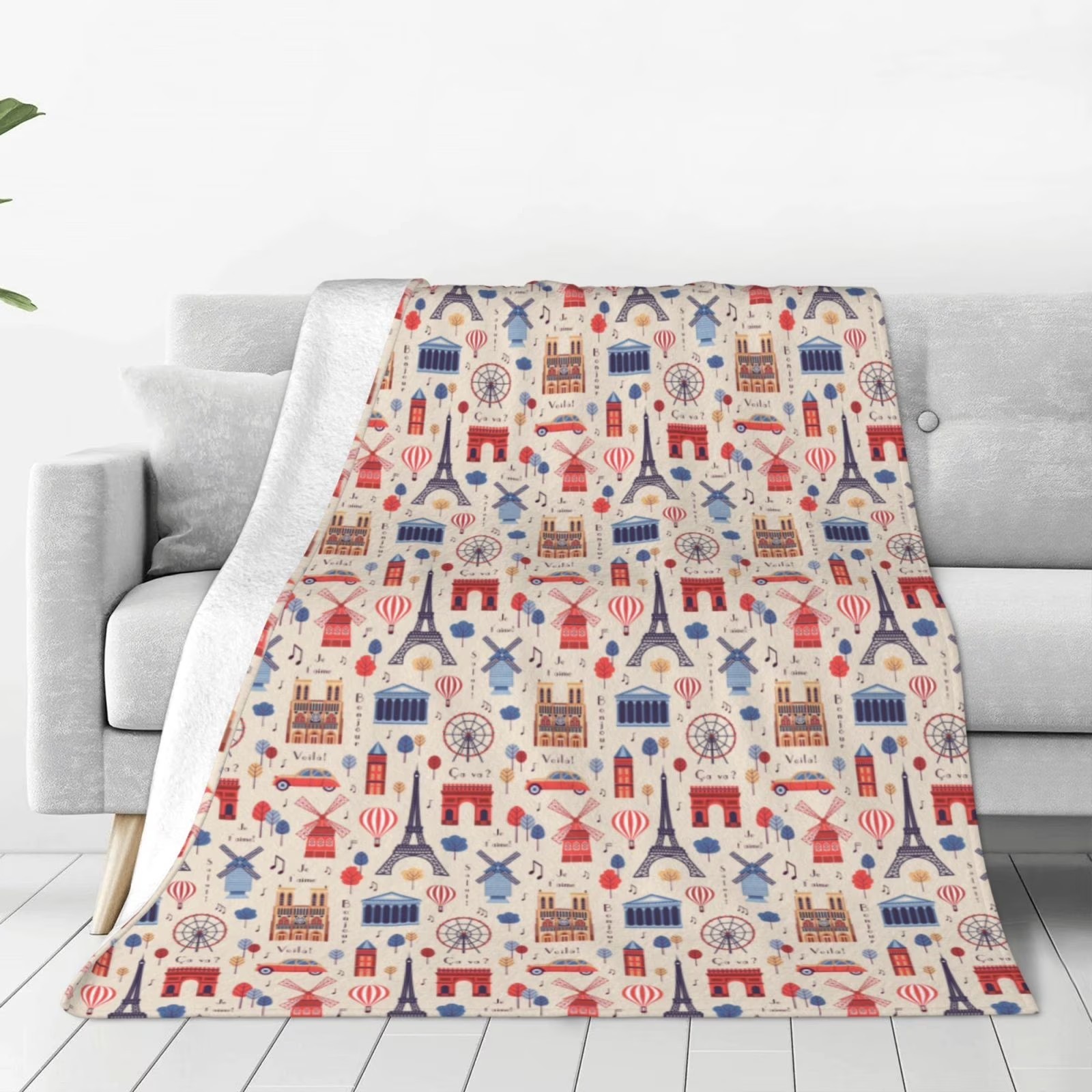 Home Textiles Paris - Couverture en polaire sherpa imprimée avec