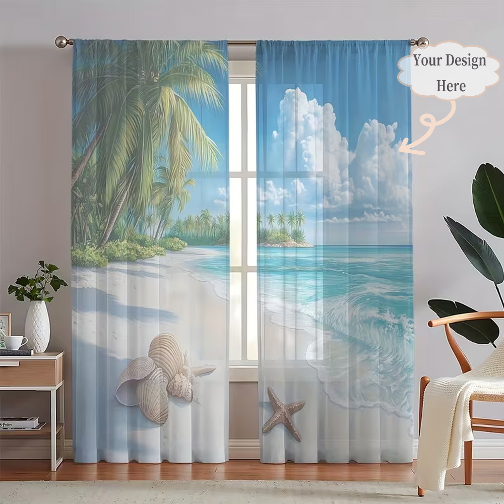 Home Textile - Rideaux transparents plats 2D personnalisés en