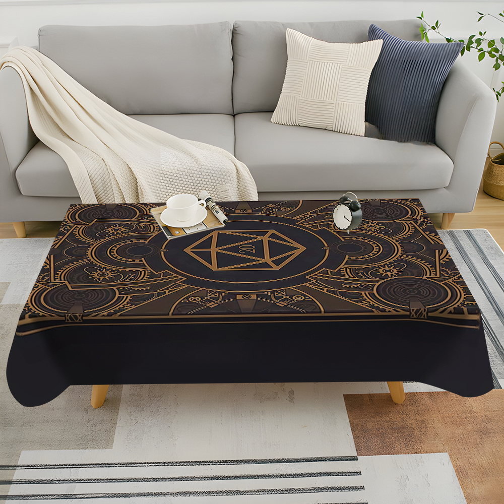 Home Textile - Nappe à motif d'engrenages dorés noirs