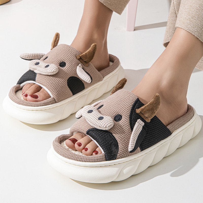Home Textile - Chaussons d'intérieur unisexes en lin pour