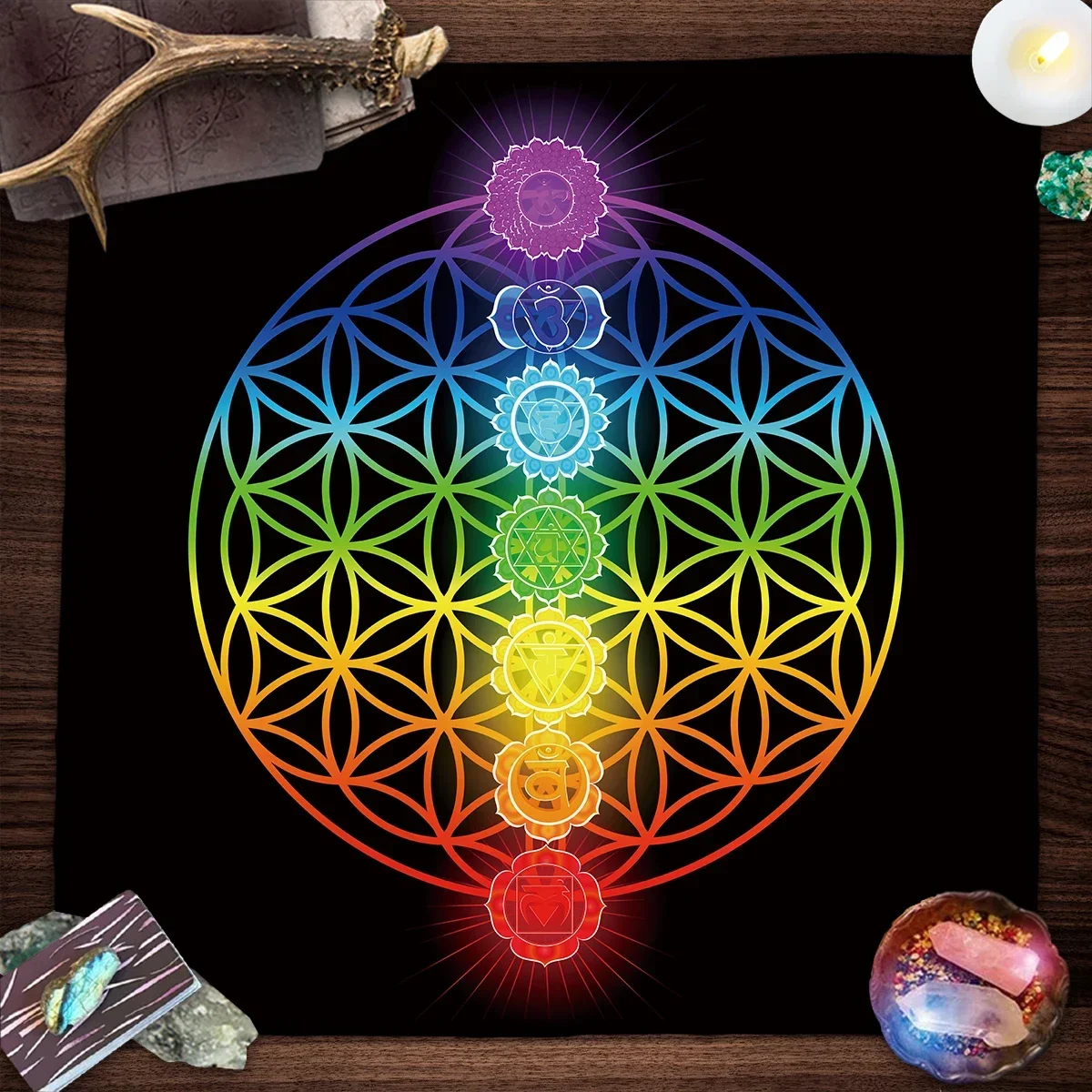 Galaxy Home Textiles - Nappe de Tarot Mandala fleur de