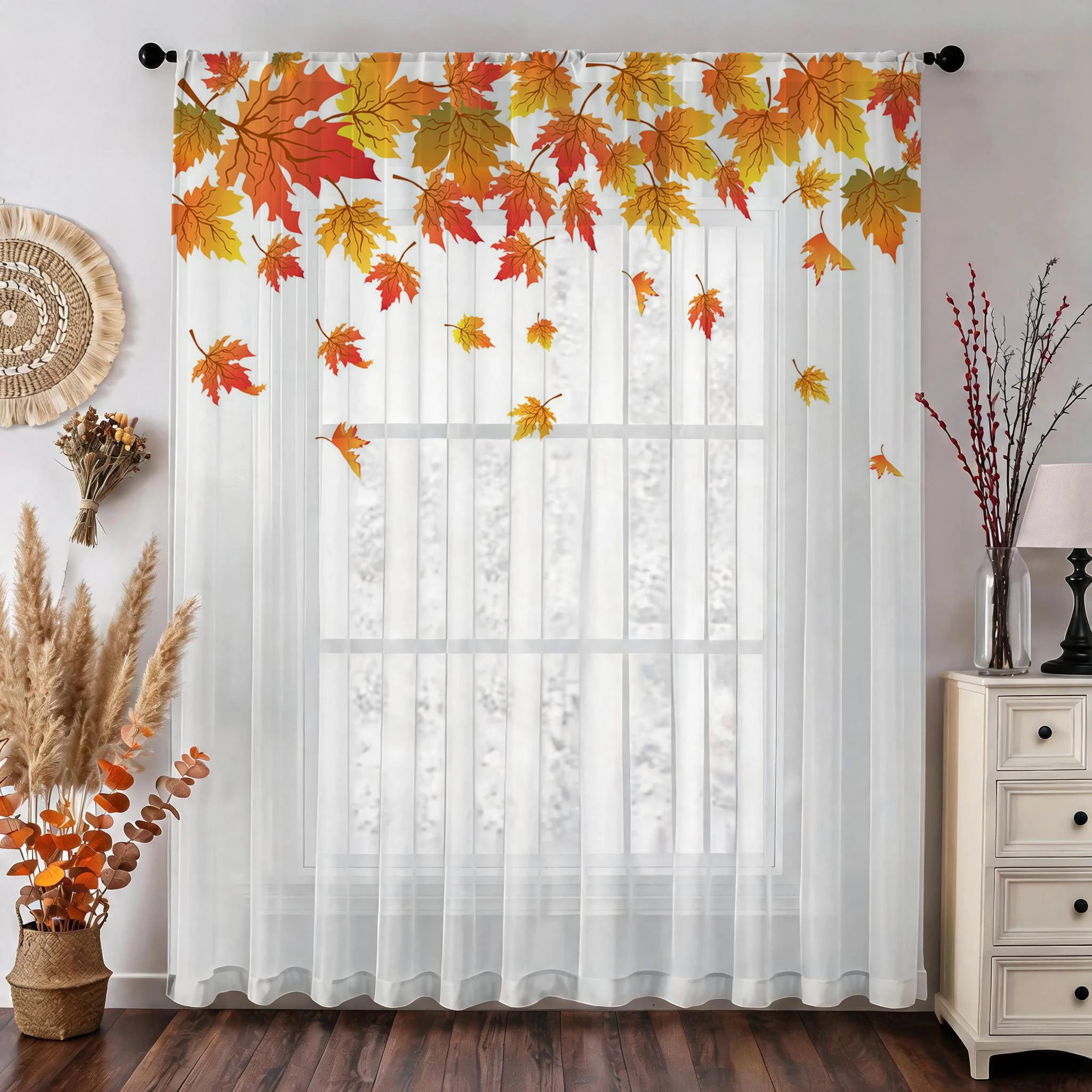 Voilage Moderne Dégradé Feuill - Curtain Sheer Voile avis et prix