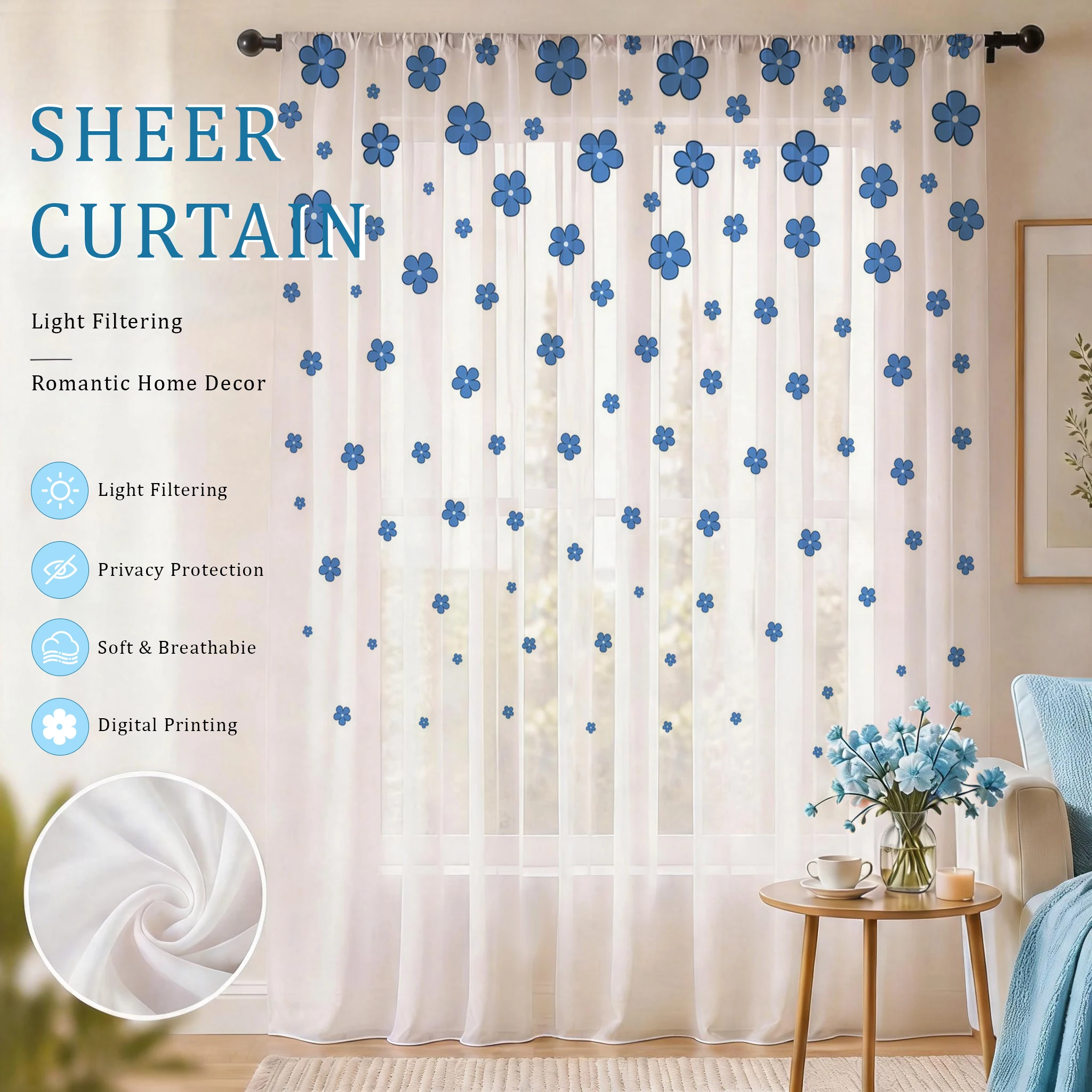 Voilage Moderne Dégradé Bleu C - Curtain Sheer Voile avis et prix