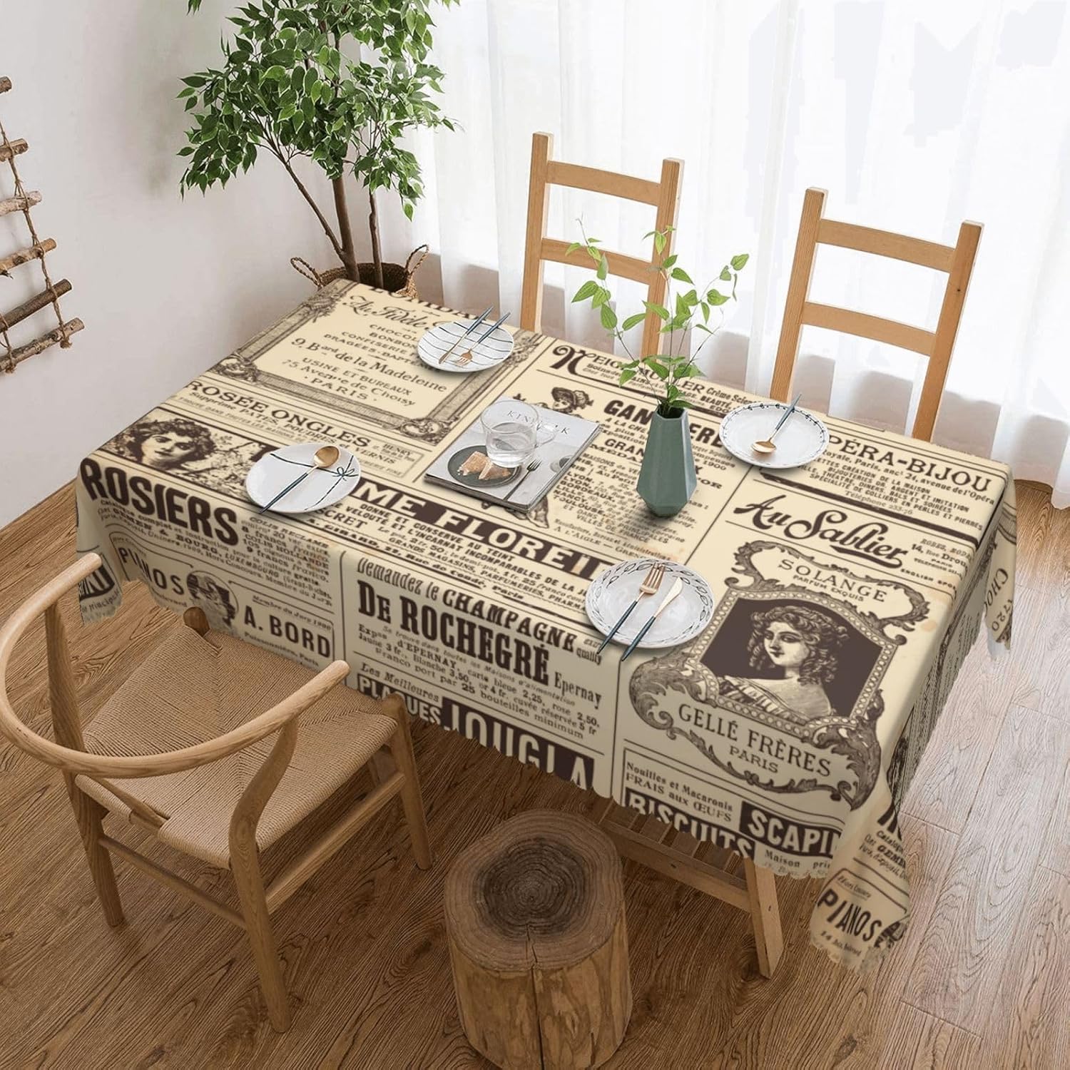 Nappe vintage motif journal pa - Home Textiles Paris avis et prix