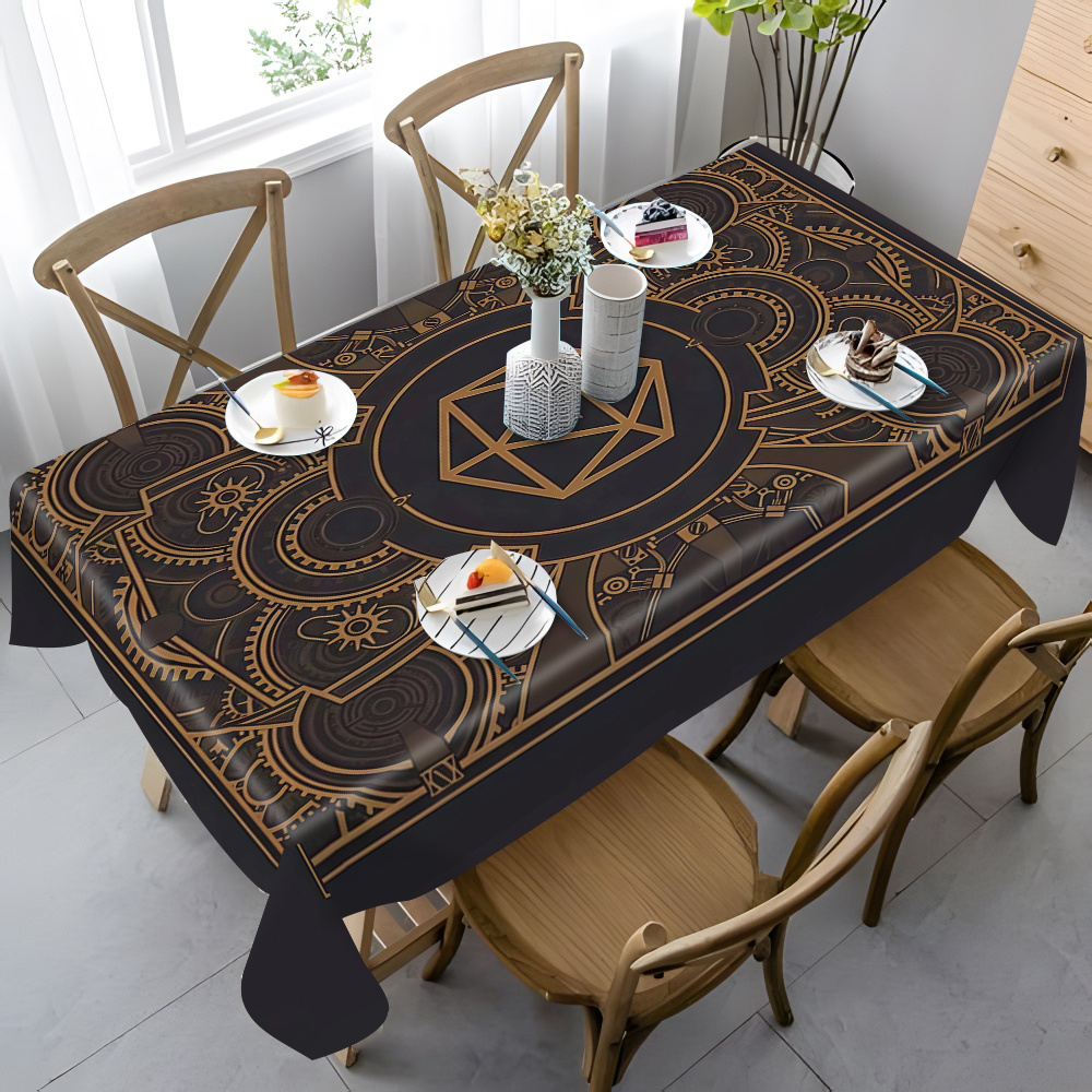 Nappe à motif d'engrenages dor - Home Textile avis et prix