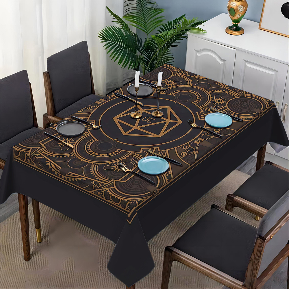 Nappe à motif d'engrenages dor - Home Textile avis et prix