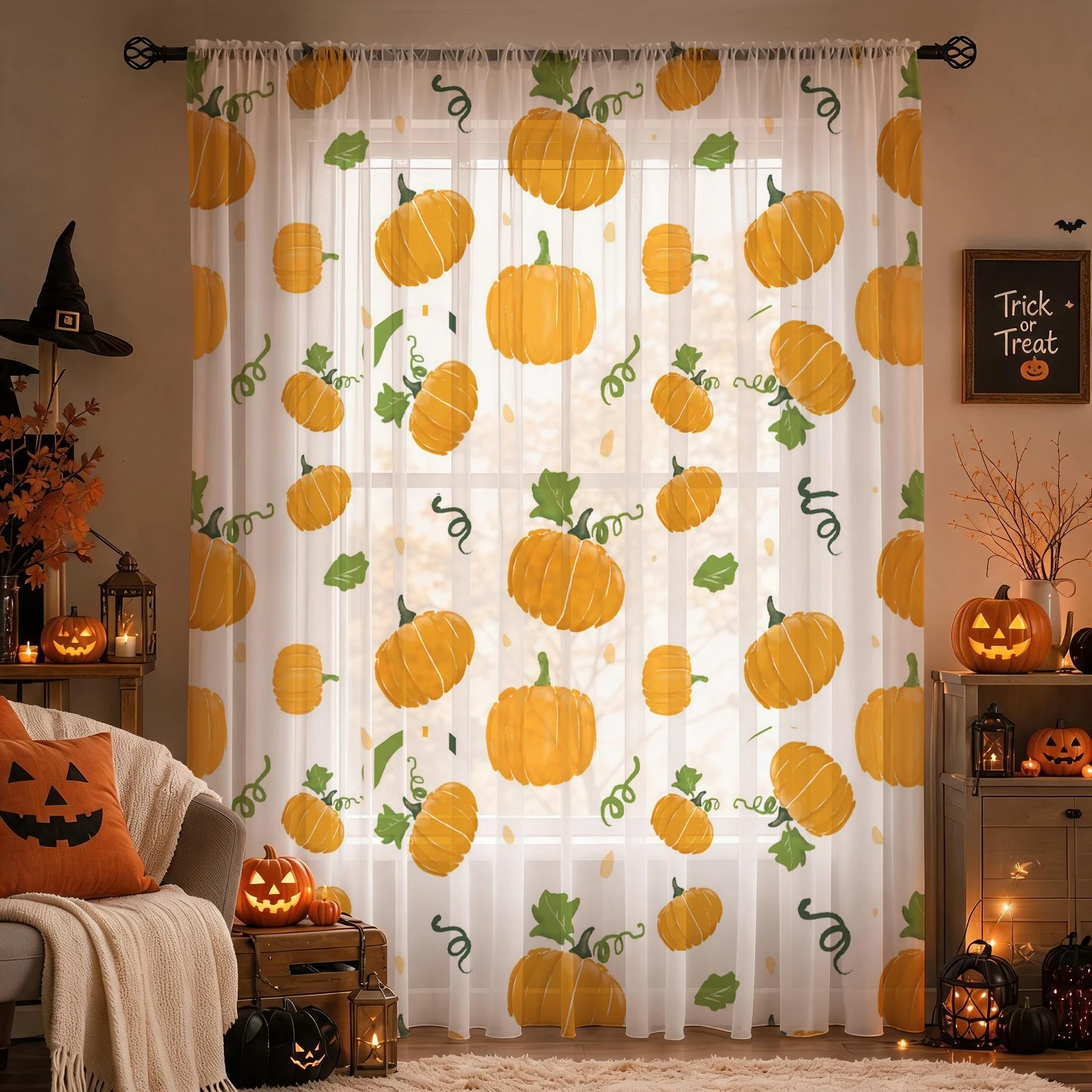 Rideau transparent d'Halloween - Curtain Sheer Voile avis et prix