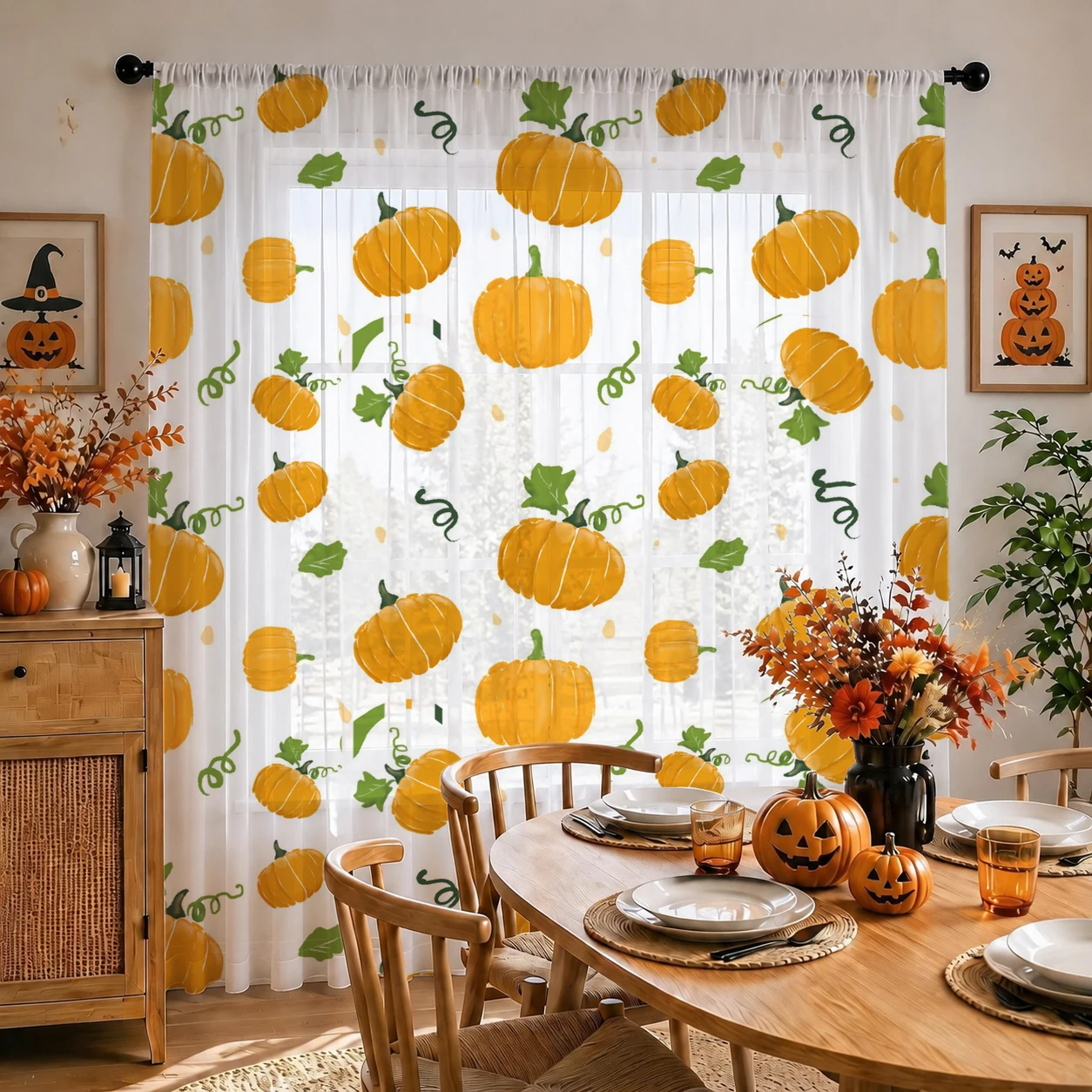 Rideau transparent d'Halloween - Curtain Sheer Voile avis et prix